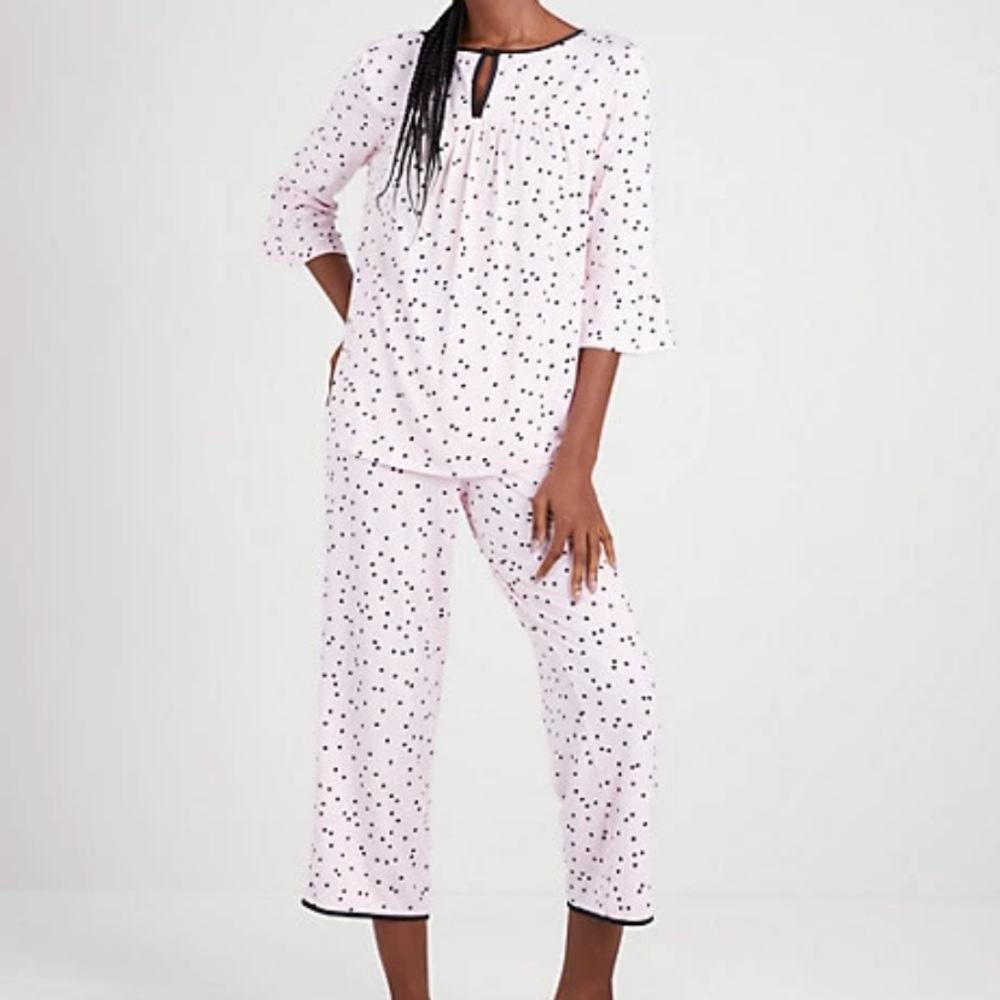 Kate Spade Pink Dot Long Pj Set, Size Small